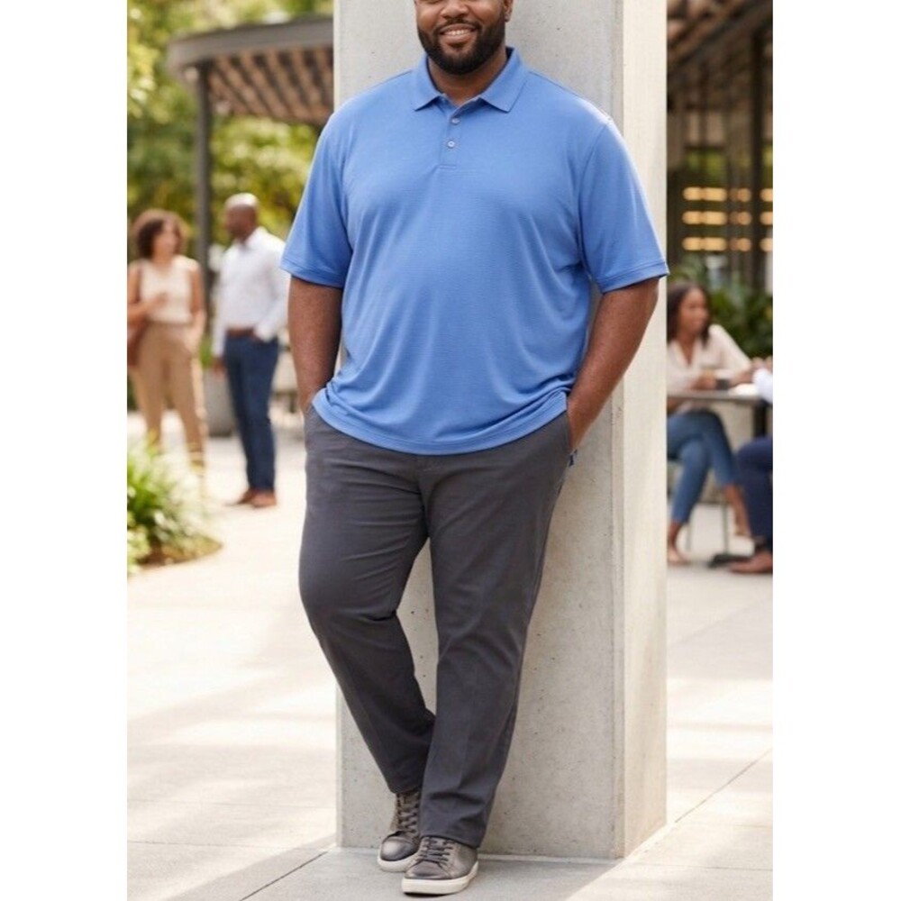 Van Heusen Air Mens Polo Shirt 4XLT Big & Tall Light Blue Short Sleeve